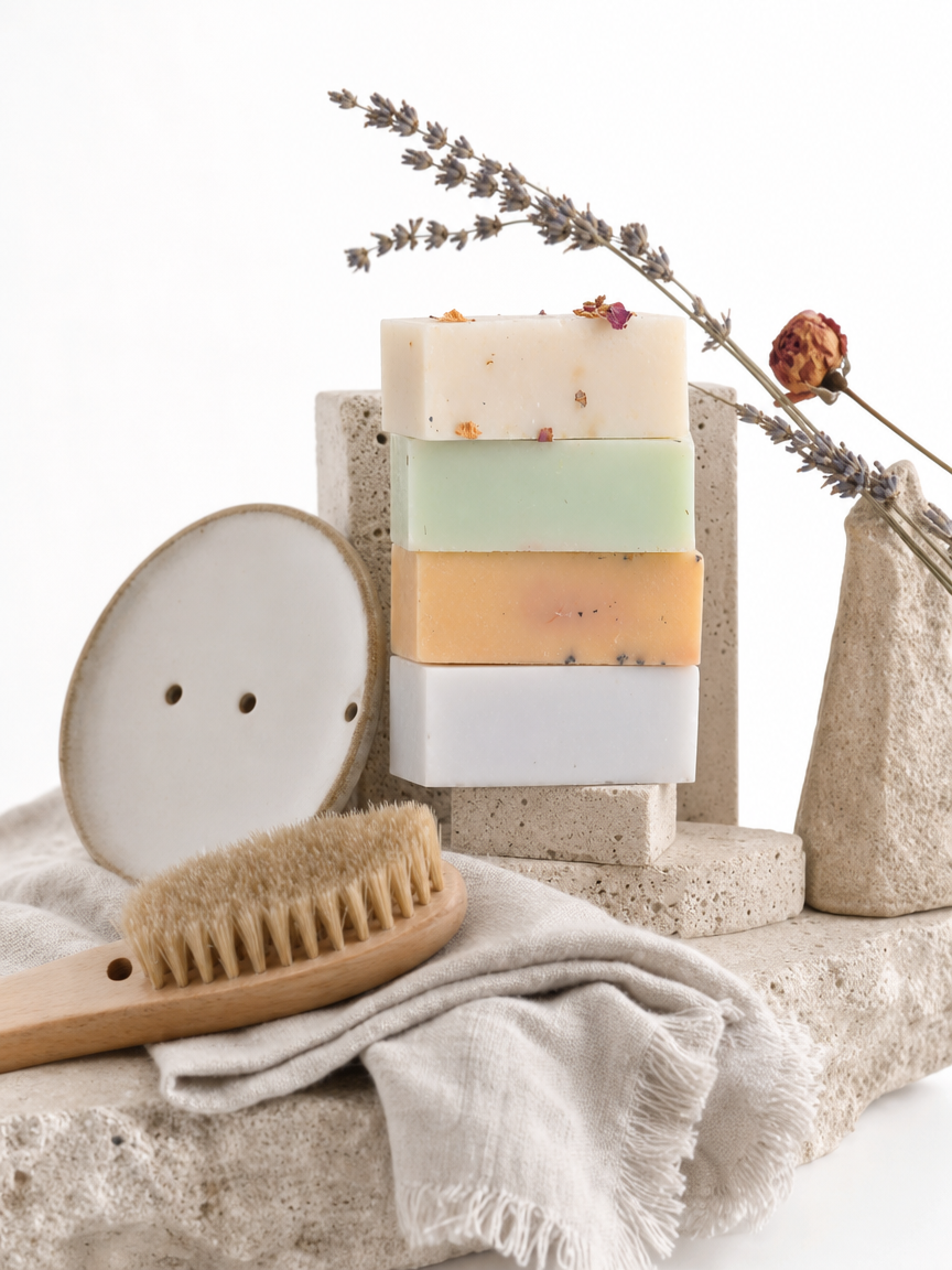Her Ultimate Suds Playlist Goat Milk & Shea Butter 4-Bar Soap Bundle with Accessory